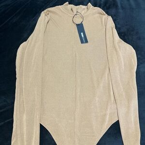 Fashion Nova Camel Long Sleeve Bodysuit